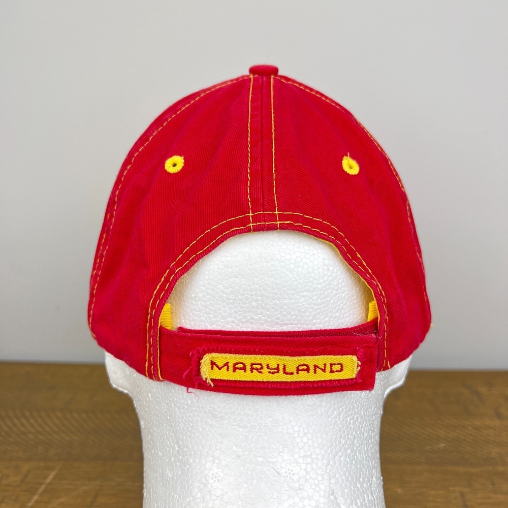 Maryland Terrapins Hat Red Yellow‎ Baseball Cap Spell Out Adjustable Strapback - Picture 7 of 10